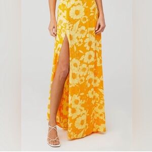 Floral Yellow Maxi Skirt